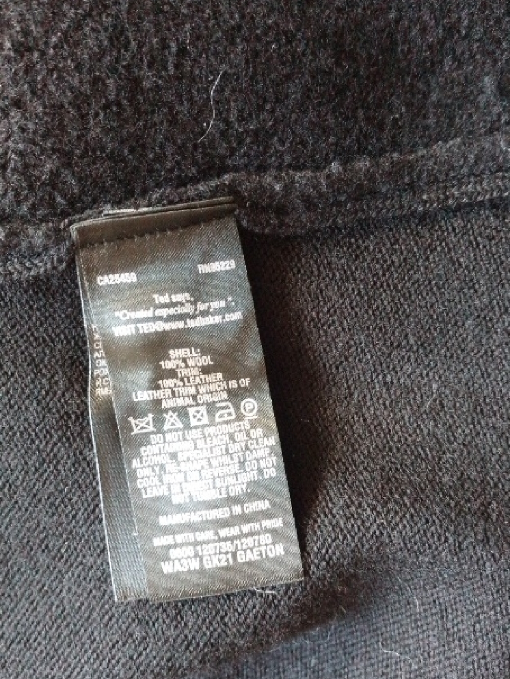 Ted Baker Black Knit Open Cardigan Wool & Leather Sleeves - Picture 7 of 7